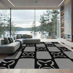 Monochrome Interlocking Square Motif Rug