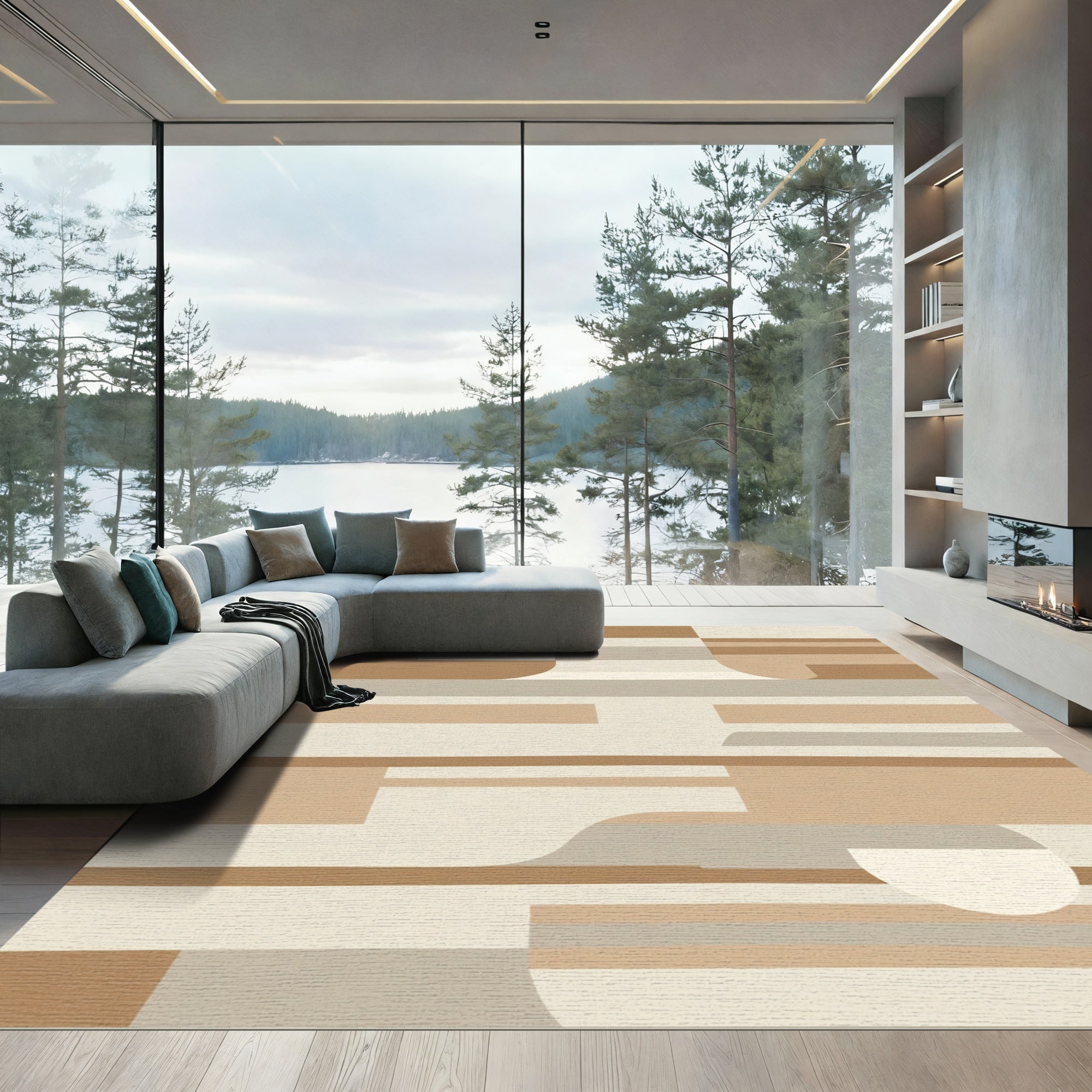 Neutral Earthy Curves Geometric Blocks Rug