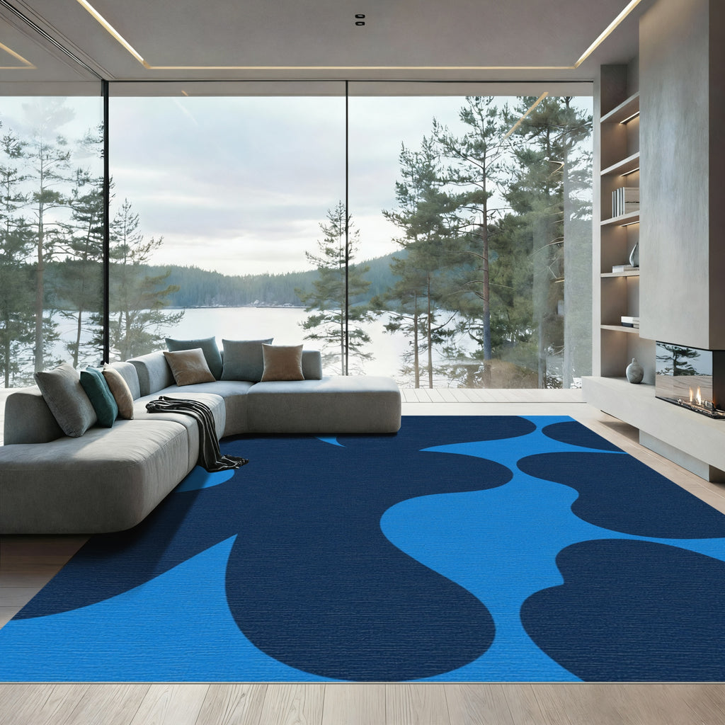 Deep Blue Organic Blob Rug