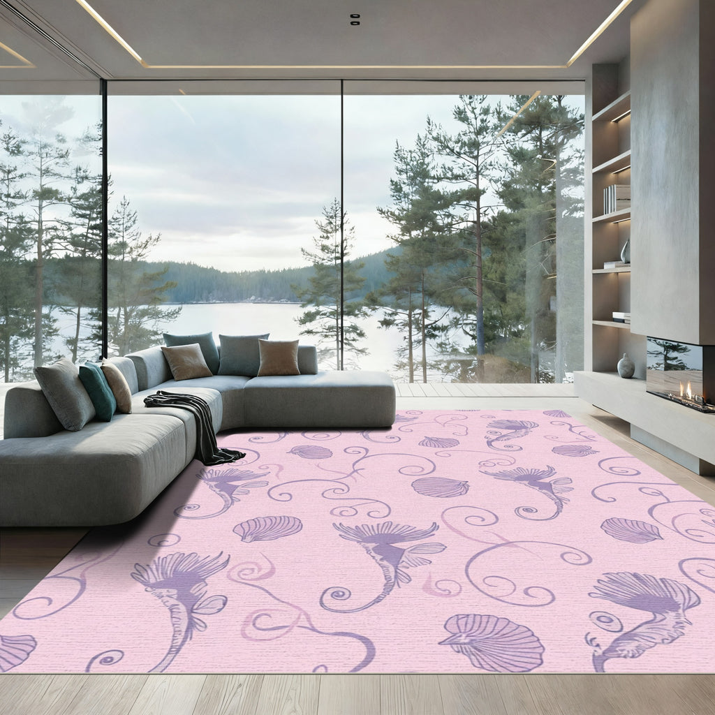 Lilac Seahorse Shell Swirls Rug