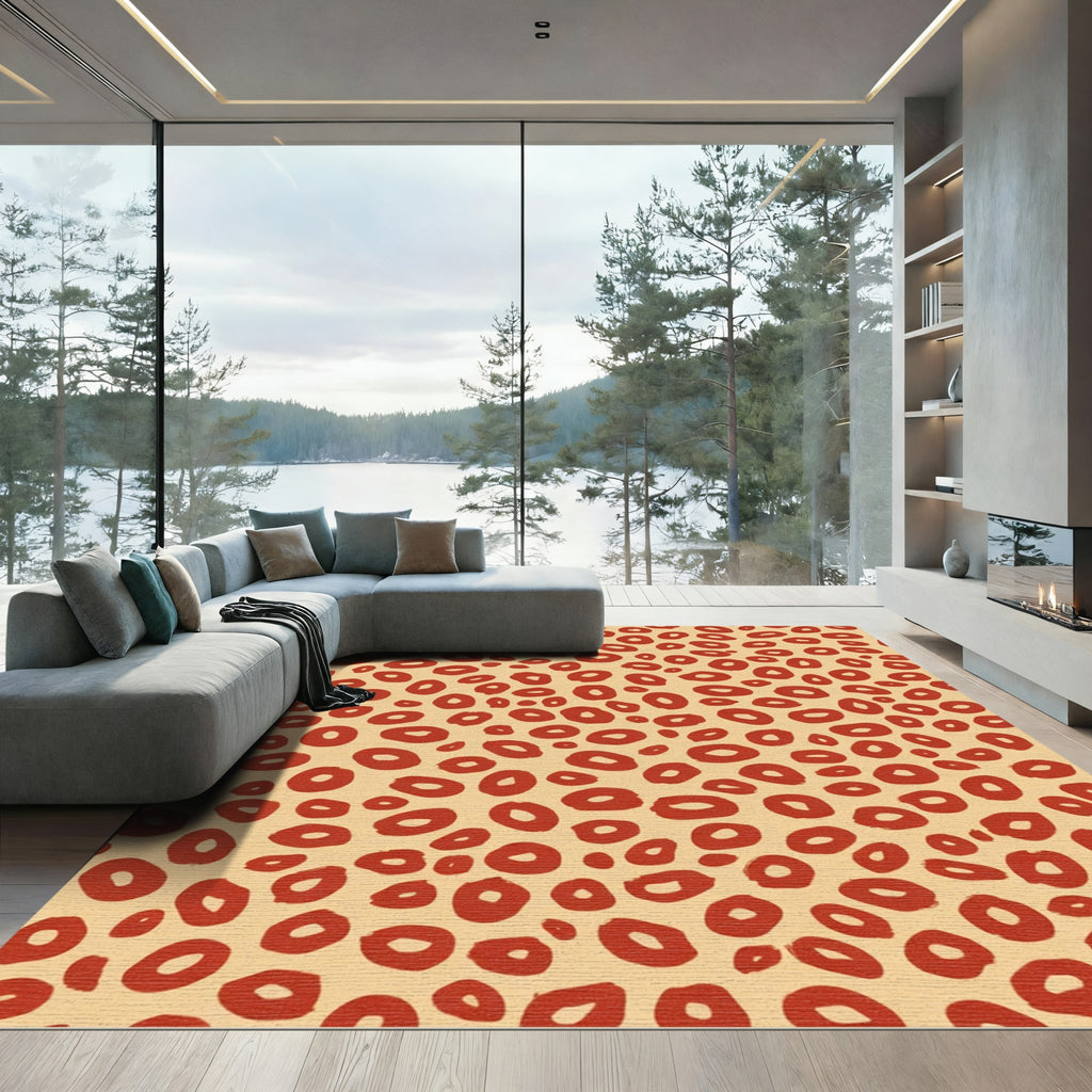 Terra Cotta Dotted Organic Shapes Rug