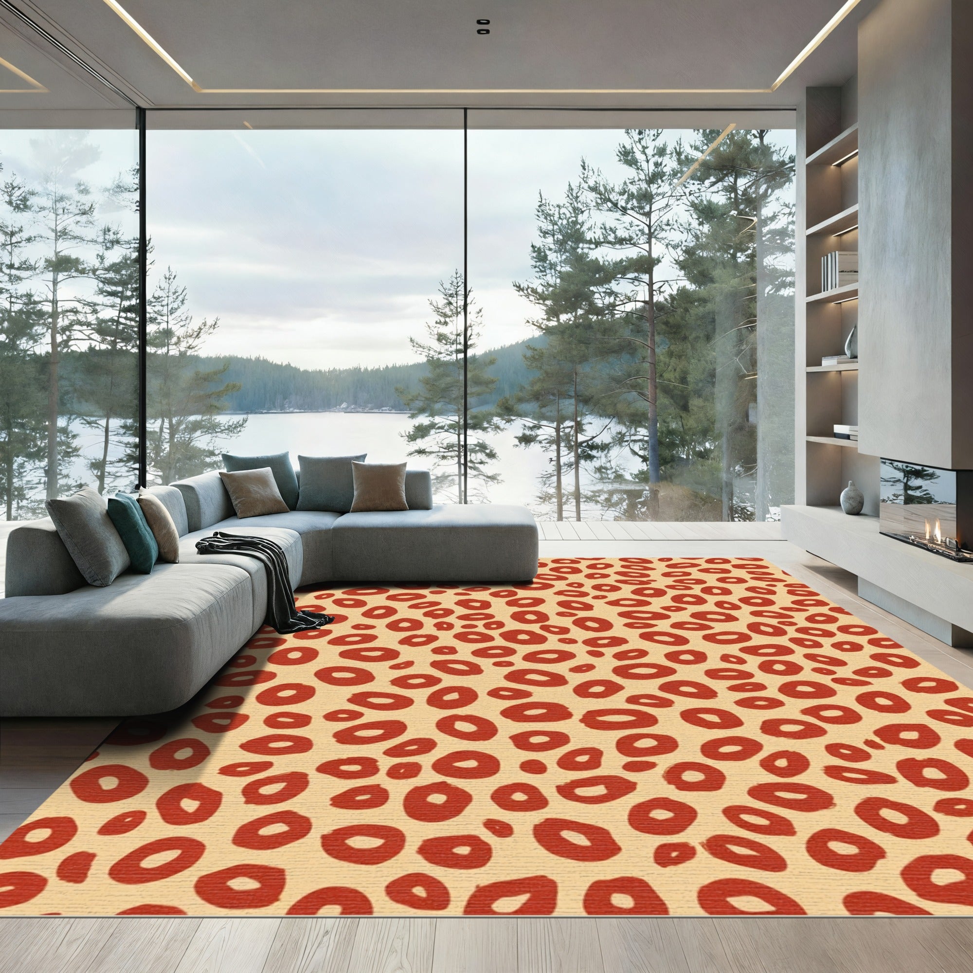 Terra Cotta Dotted Organic Shapes Rug
