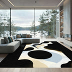Abstract Flowing Organic Ivory Black Rug