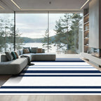 Classic Navy Blue White Stripe Rug