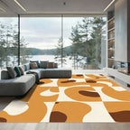 Modern Terracotta Organic Grid Rug