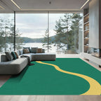 Emerald Green Golden Wave Rug