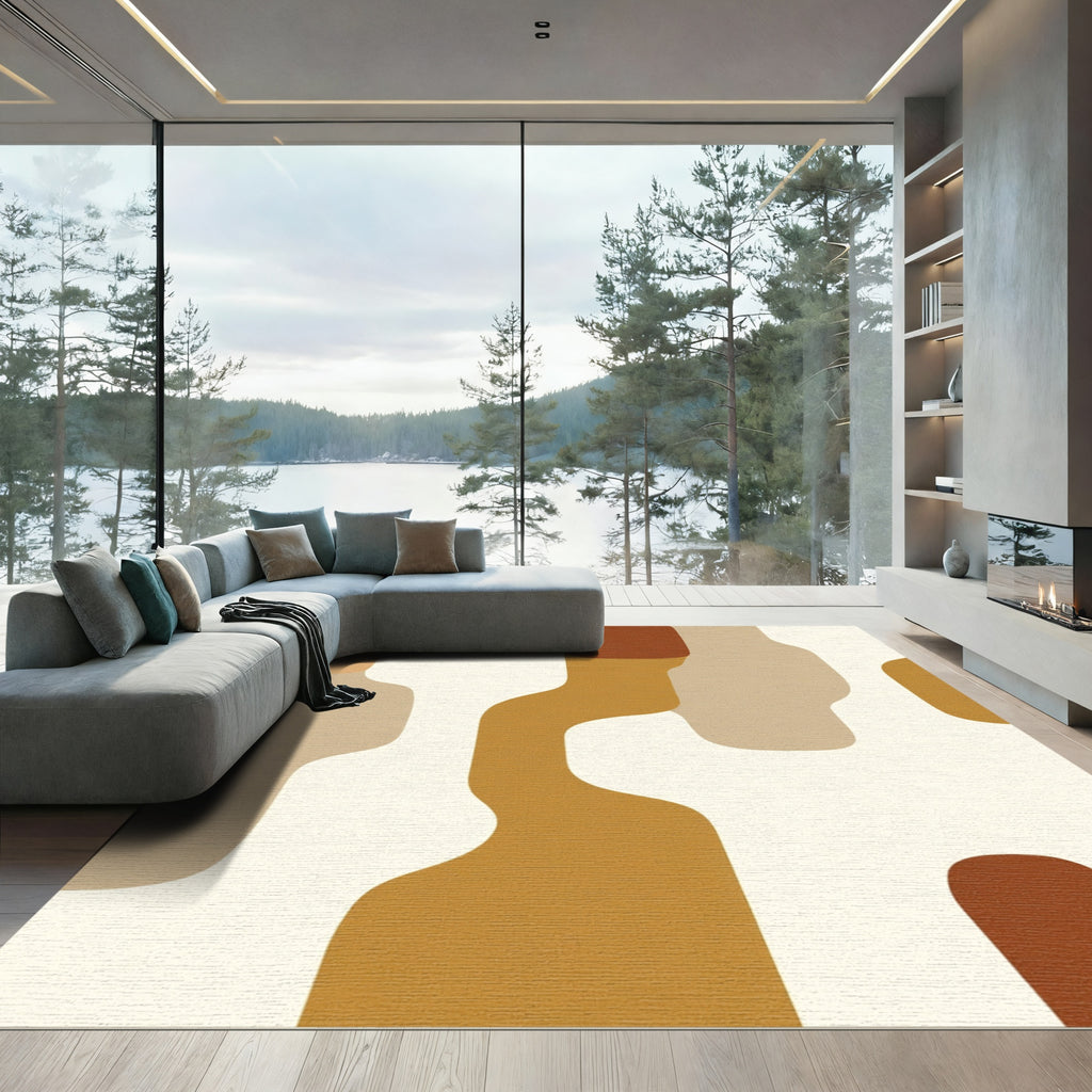Earthy Abstract Organic Shapes Rug