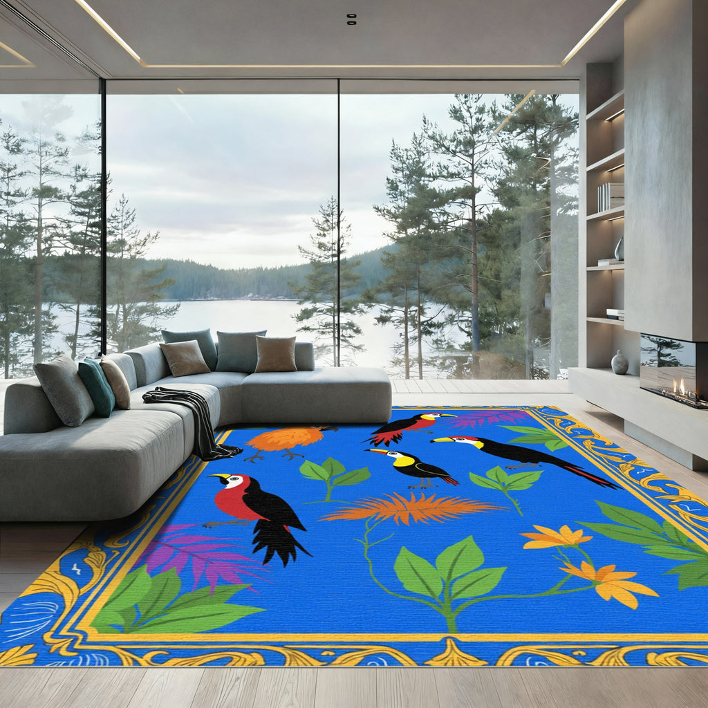 Vibrant Toucans Botanical Garden Rug