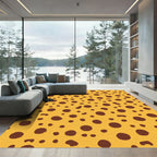 Golden Yellow Brown Speckled Round Rug