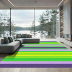 Bold Purple Lime Yellow Stripe Rug