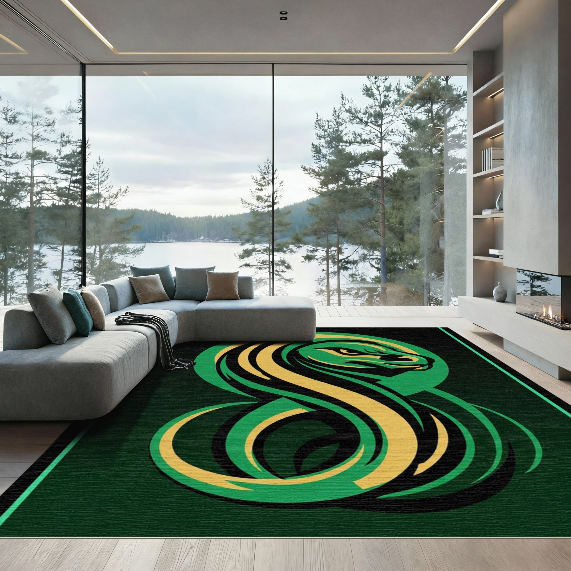 Emerald Gold Serpent Swirl Rug