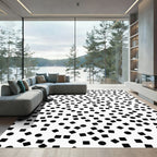 Minimalist Black Confetti Squares Circles Rug