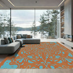 Orange Turquoise Ornate Swirl Harmony Rug