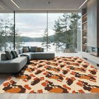 Brown Orange Camouflage Abstract Spots Rug