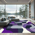 Abstract Purple Geometric Flow Shapes Rug