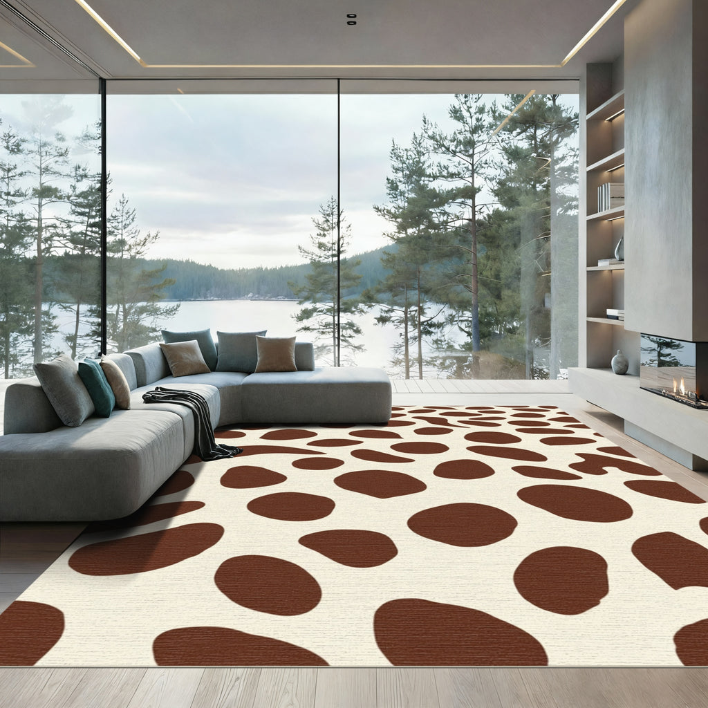 Cream Brown Spotty Meadow Rug