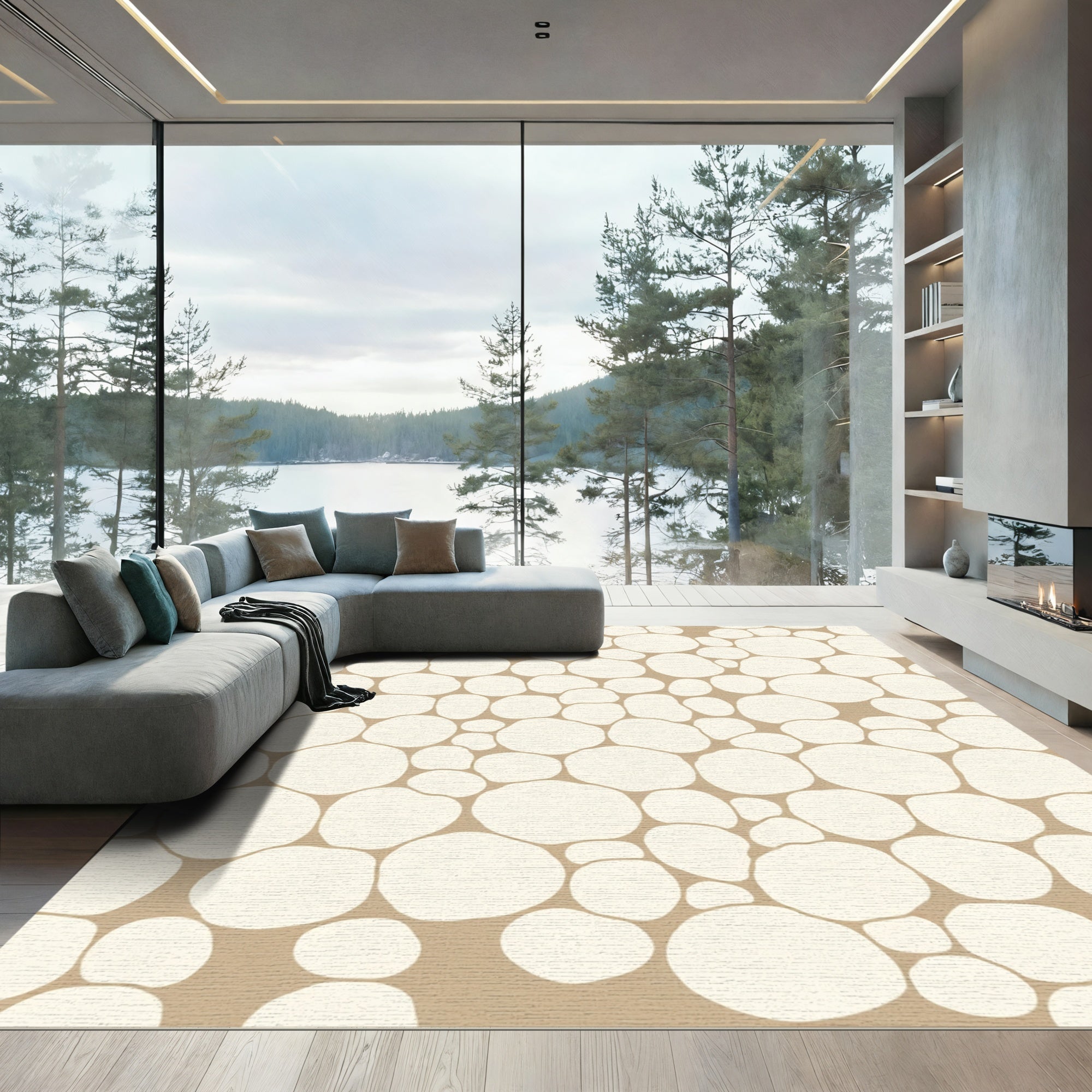 Cream Pebble Scatter Rug