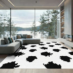 Abstract Black Splash Scattered White Rug