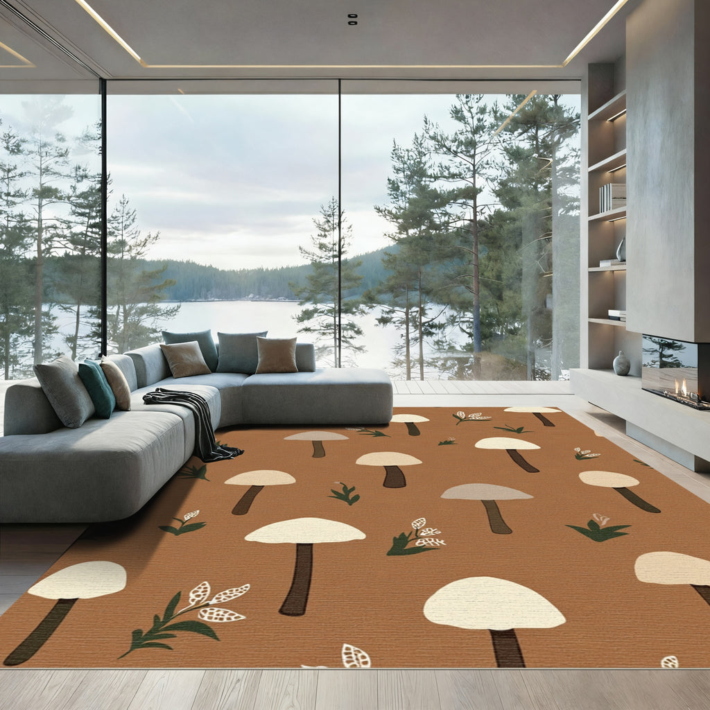 Earthy Mushroom Forest Floor Accents Rug