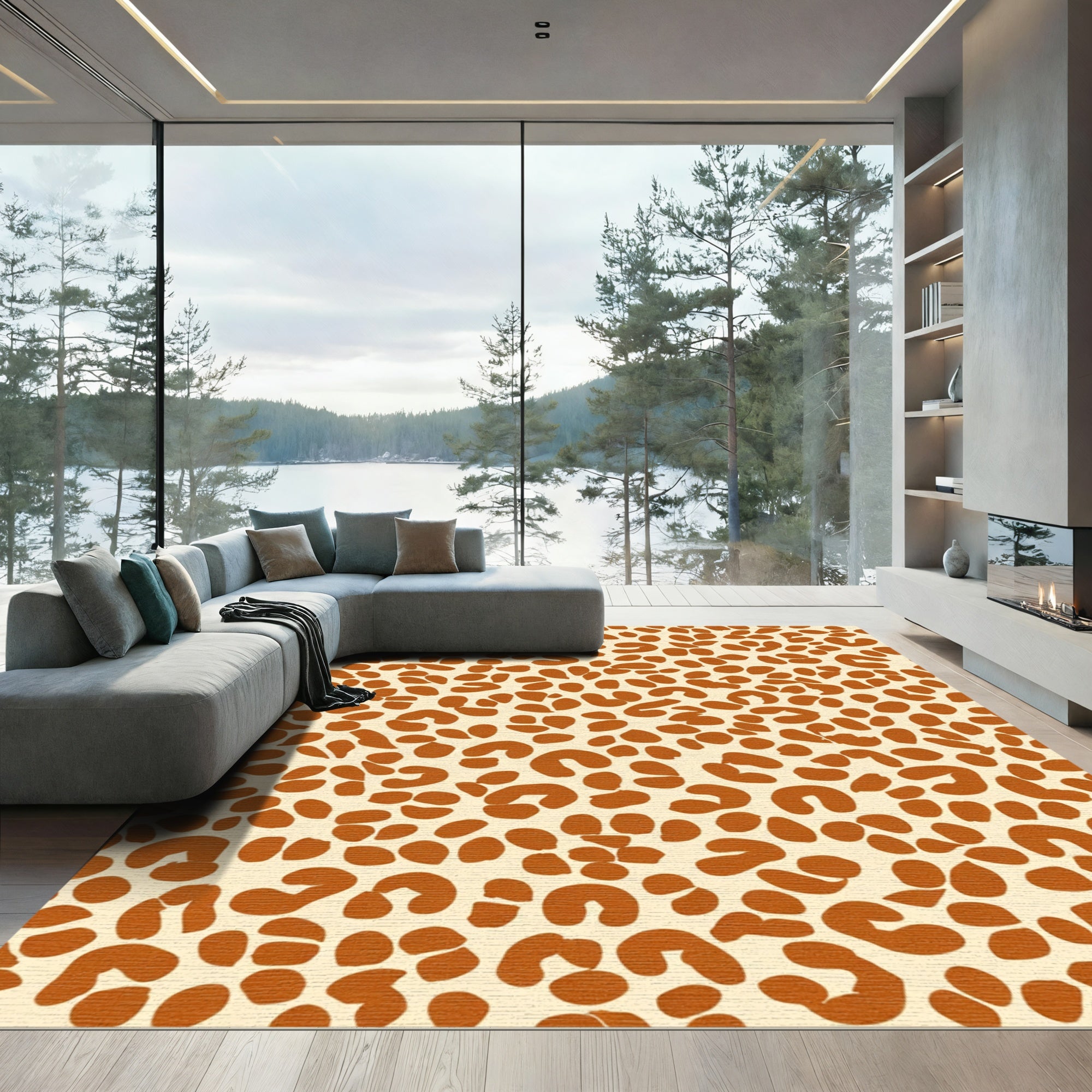 Ginger Brown Animal Spots Rug