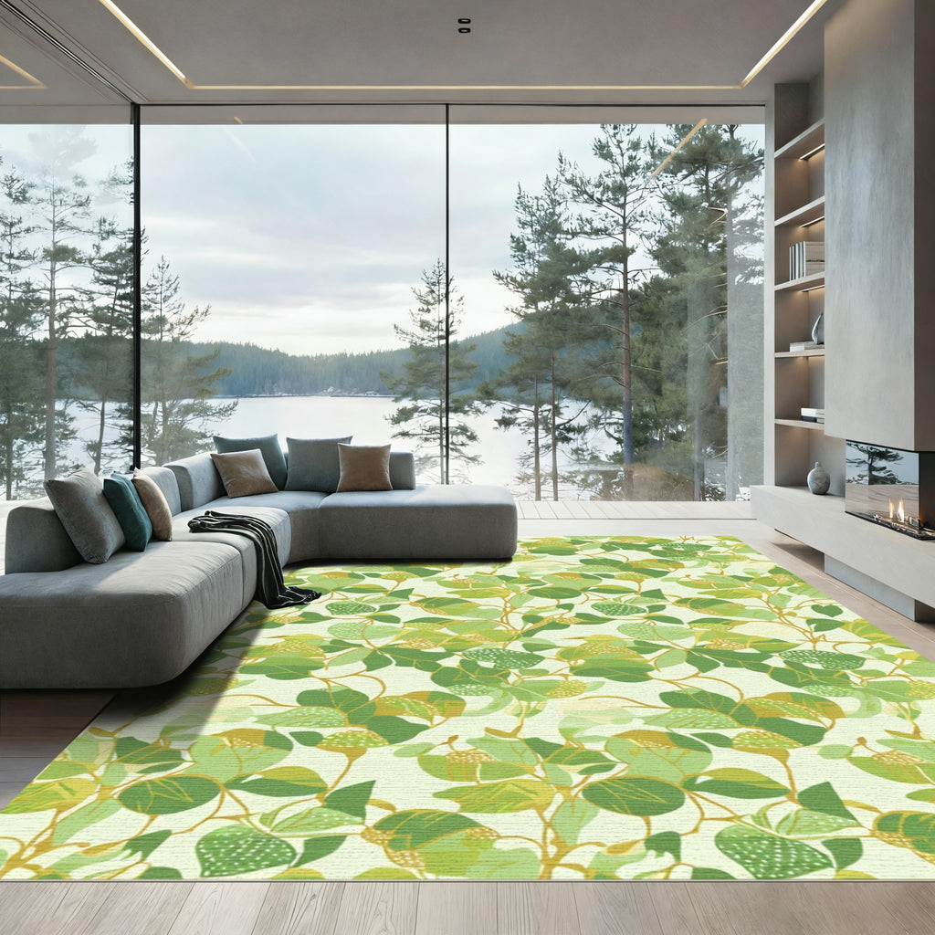 Verdant Leafy Vines Botanical Rug