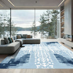 Deep Blue Pixelated Symmetry Rug
