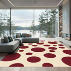 Crimson Circles Cream Background Rug