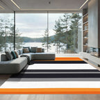 Bold Orange Cream Gray Stripe Layers Rug
