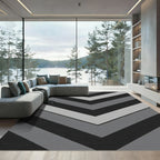 Monochrome Chevron Stripe Geometric Rug