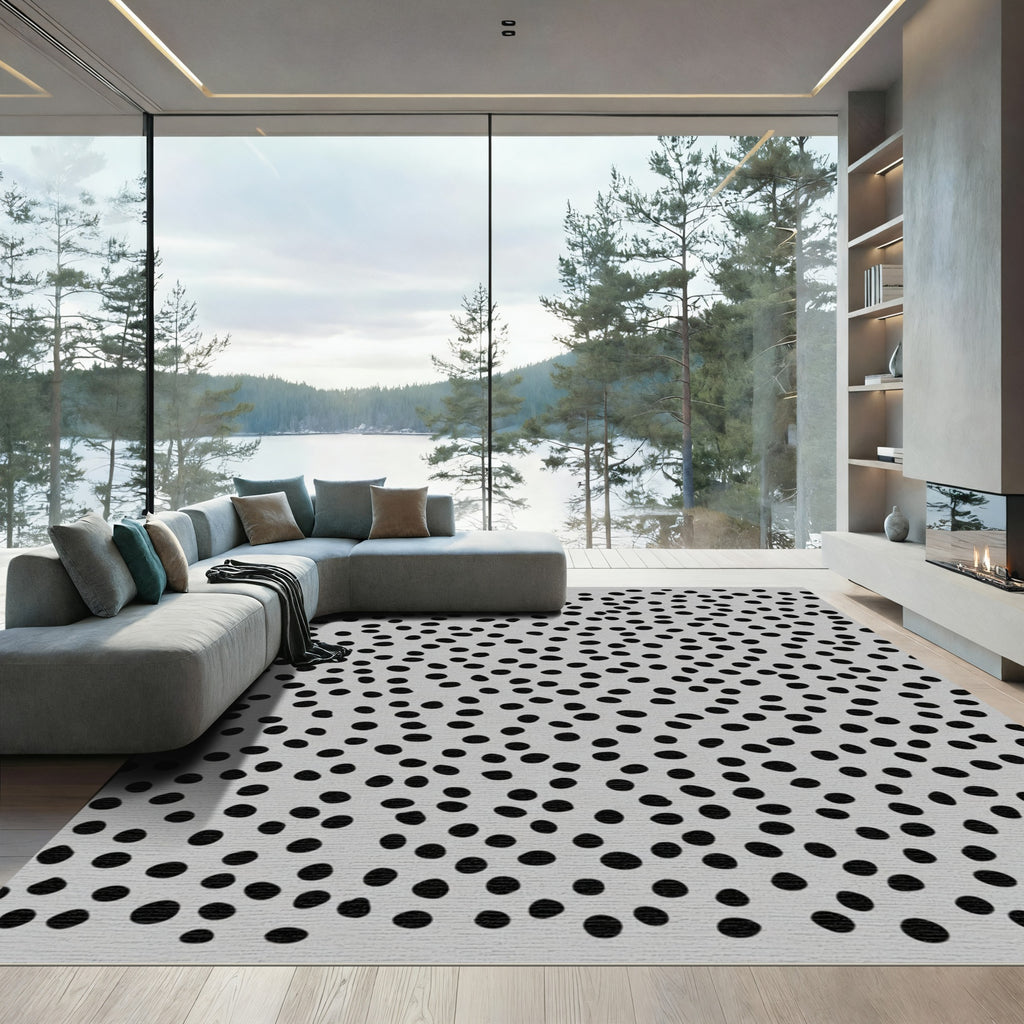 Black Polka Dot Scatter Rug