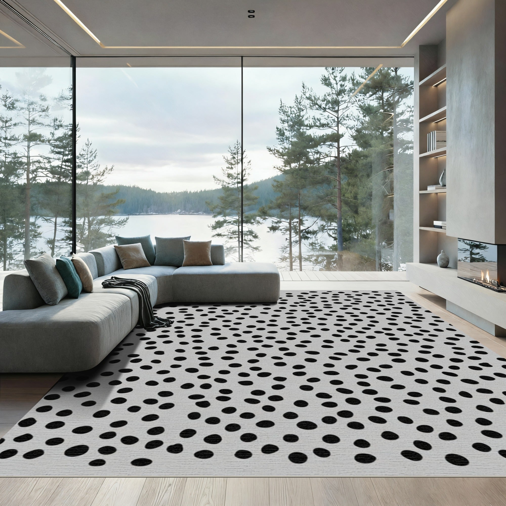 Black Polka Dot Scatter Rug