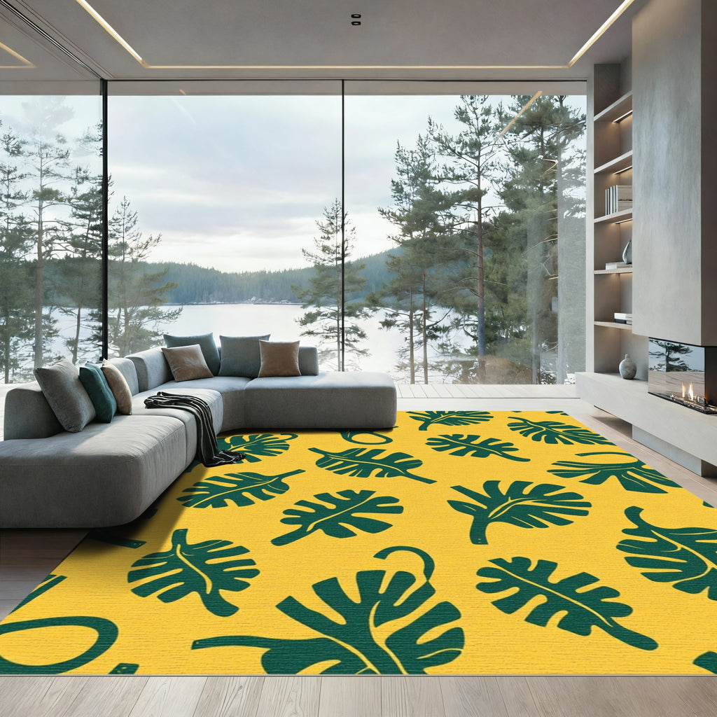 Emerald Jungle Leaf Scatter Rug