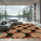 Earthy Hexagonal Organic Textured Rug