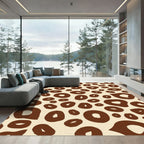 Brown Cream Abstract Spotty Ovals Rug