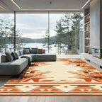 Terracotta Geometric Tribal Stripes Rug