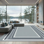 Cool Gray Concentric Stripe Border Rug