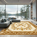 Earthy Brown Bird Floral Vine Rug
