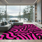 Retro Pink Swirl Abstract Rug