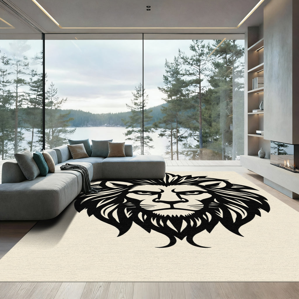 Bold Black Lion Regal Mane Rug