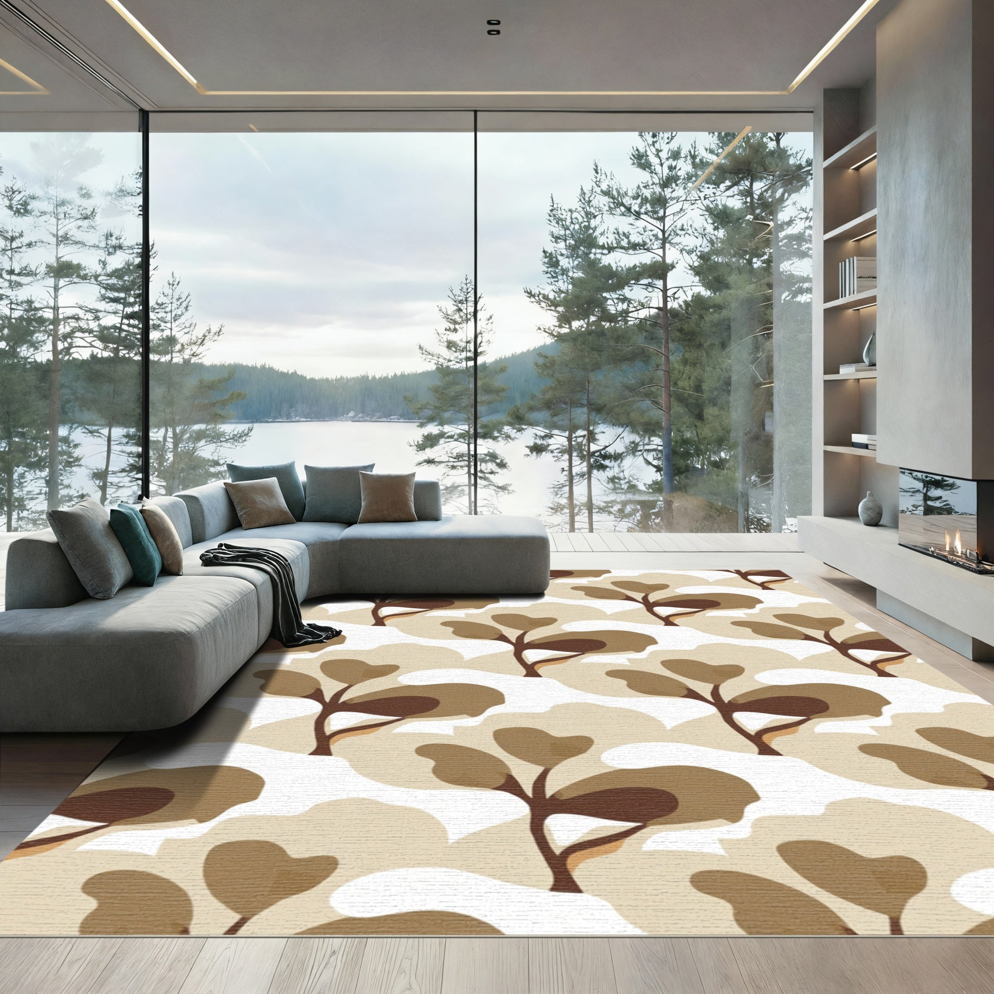 Earthy Brown Organic Tree Branches Rug