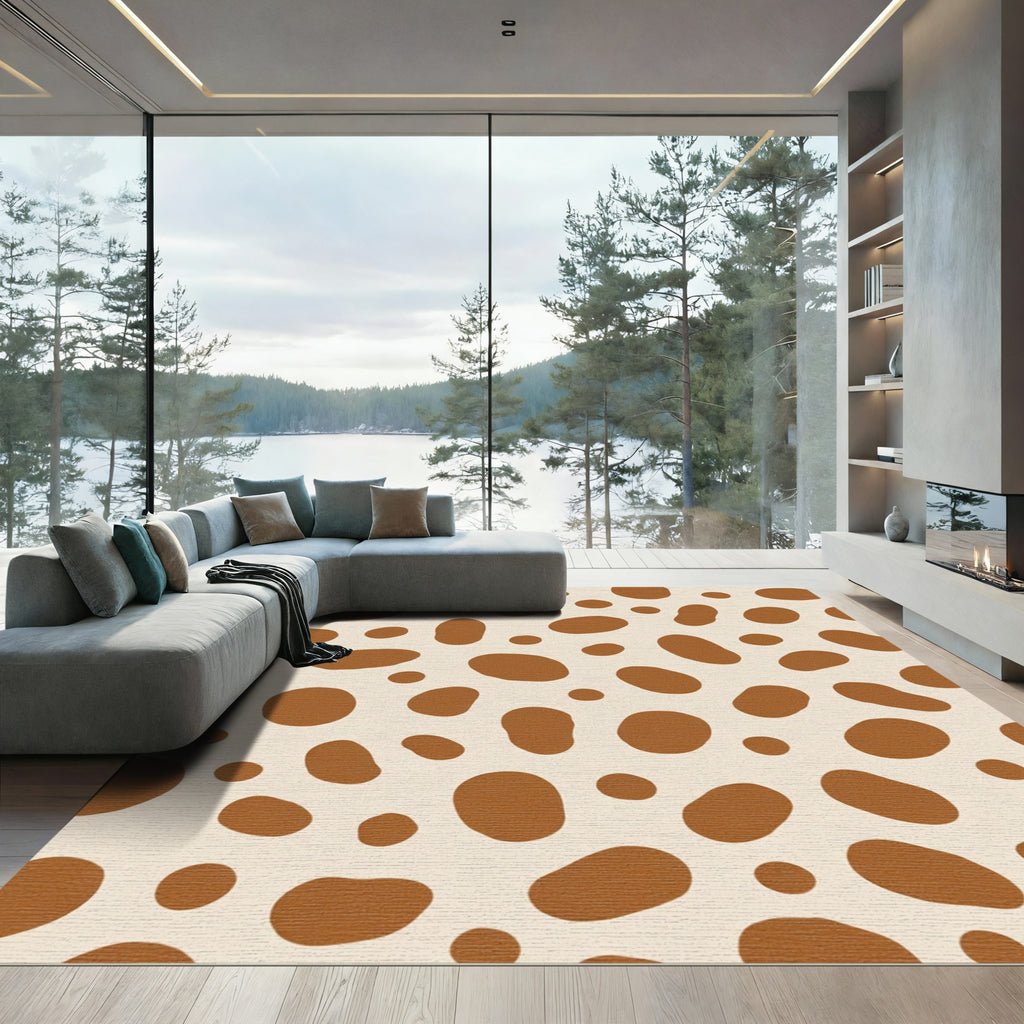 Brown Oval Spot Scattered Rug