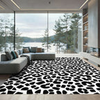 Bold Black White Leopard Spot Rug