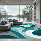 Oceanic Teal Abstract Swirls Rug