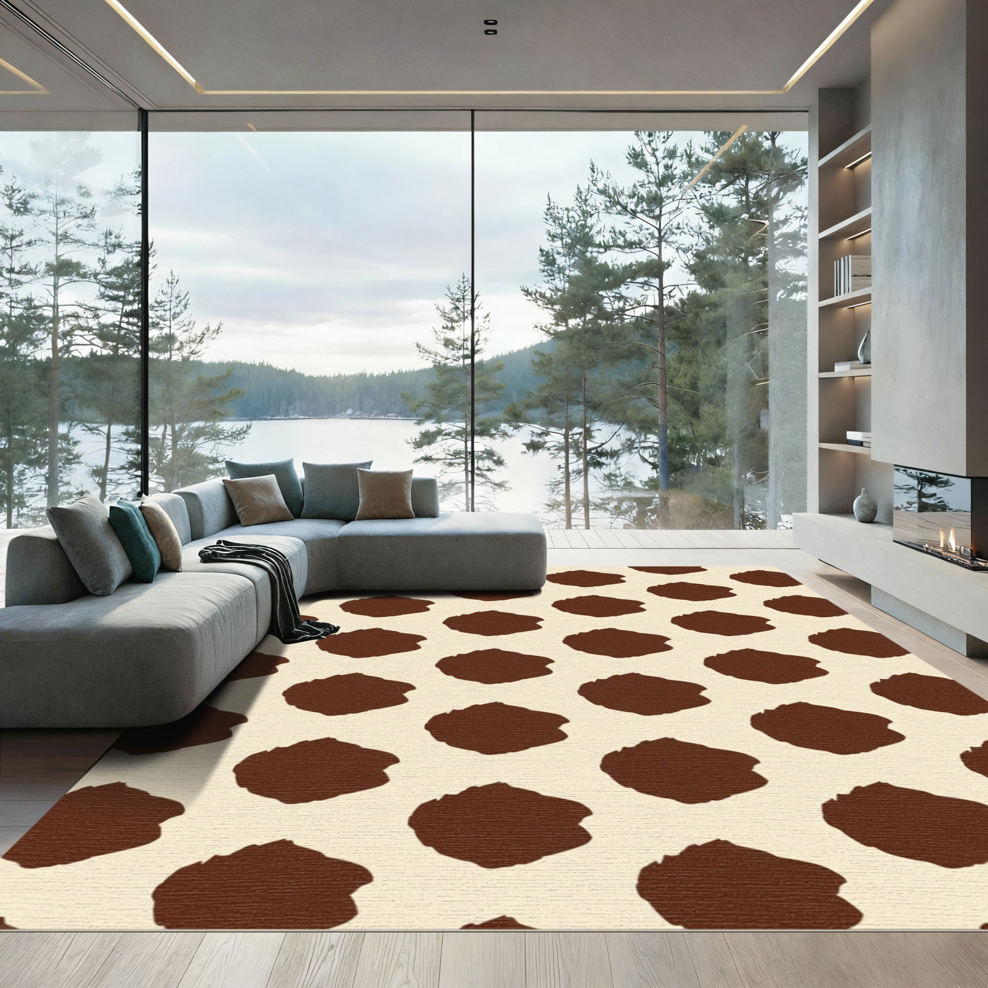 Brown Spotty Cream Spots Rug