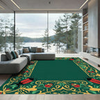 Red Beetle Golden Floral Border Rug