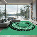 Green Serpent Swirl Tribal Art Rug