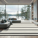 Classic Black White Striped Arrangement Rug