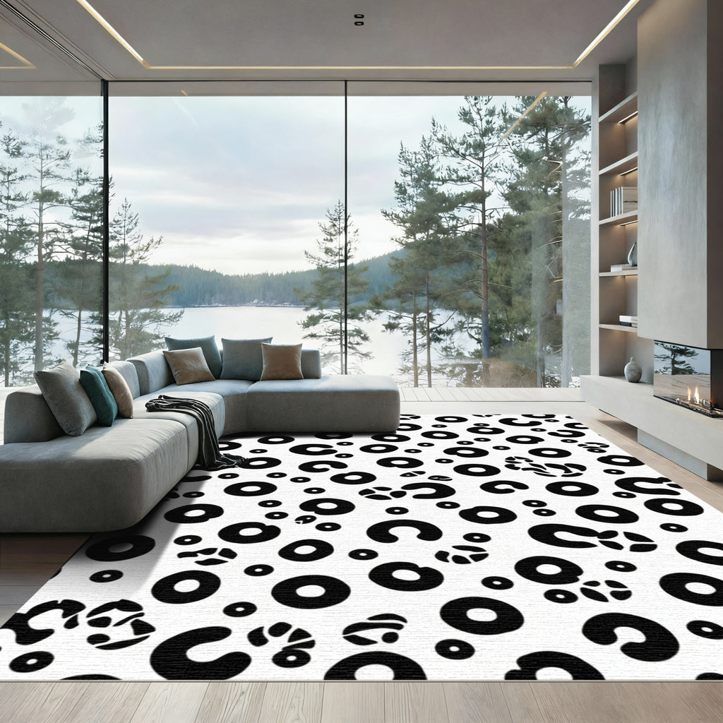 Bold Black Circles Scattered Composition Rug