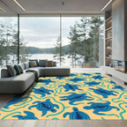 Whimsical Blue Sea Turtles Swirl Rug