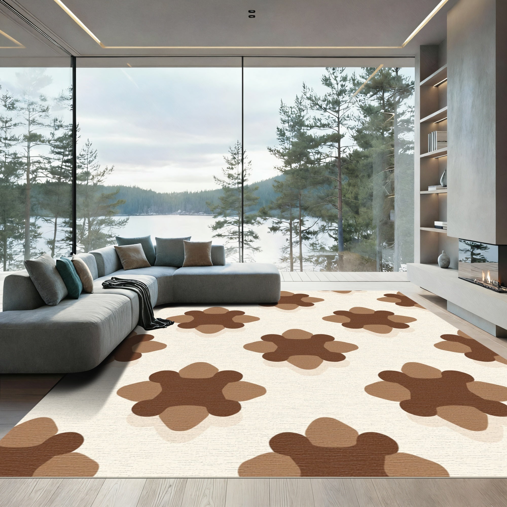 Rich Brown Quatrefoil Repeating Rug